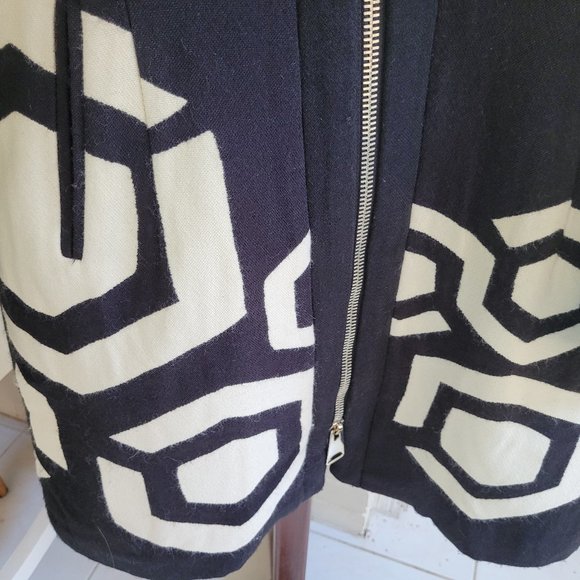 Desigual Black and White Geometric Print Coat US 6/8 - Picture 5 of 12